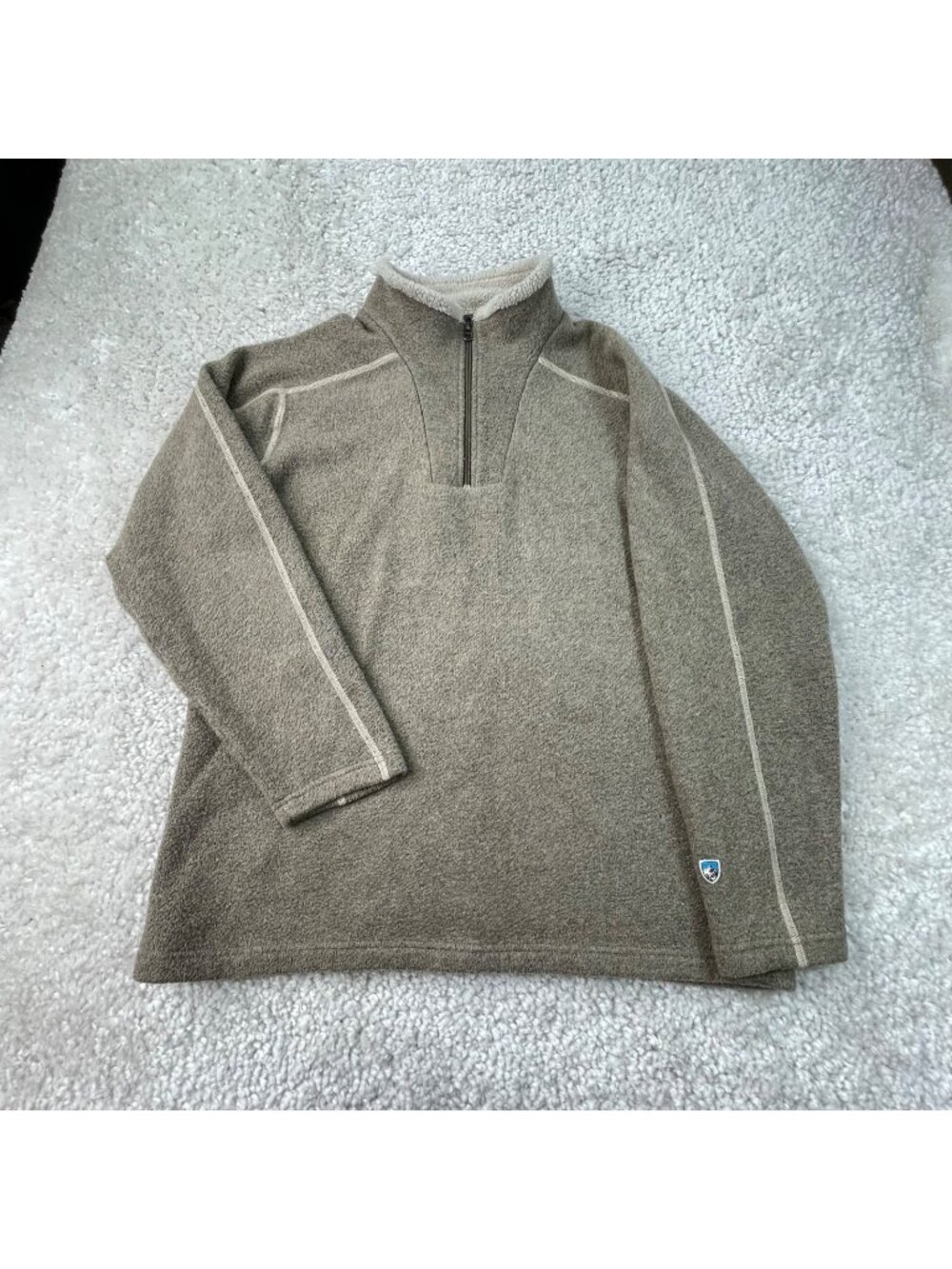 Kuhl Alpaca Fleece Quarter Zip Pullover Tan Brown Womens XL